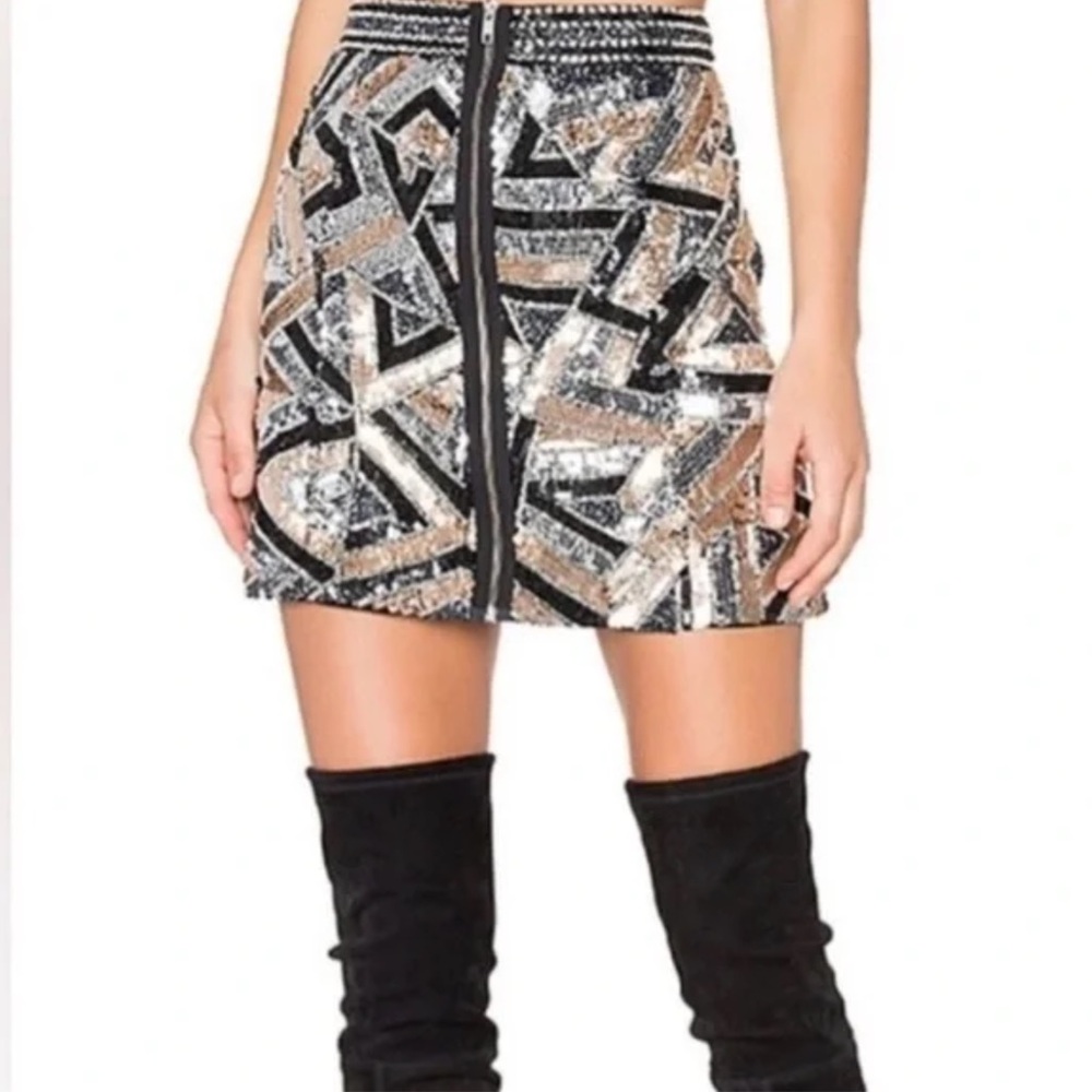NBD Sequin Patterned Mini Skirt Size 2